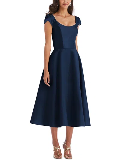 Alfred Sung Womens Satin Midi Cocktail And Party Dress In Multi