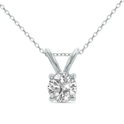 Sselects Igi Certified 1 Carat Lab Grown Diamond Round Solitaire Pendant In 14k White Gold In Silver