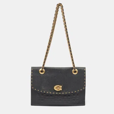 Coach Leather Rivets Parker Crossbody Bag In Grey