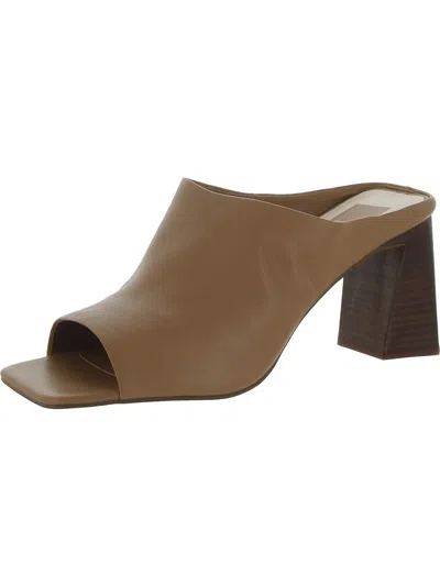 Dolce Vita Lizzo Womens Leather Open Square Toe Mule Sandals In Beige