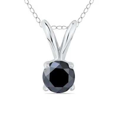 Sselects 1/3 Carat Tw Round Diamond Solitaire Pendant In 14k In Black
