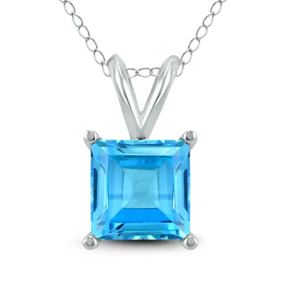 Sselects 14k 7mm Square Topaz Pendant In Blue