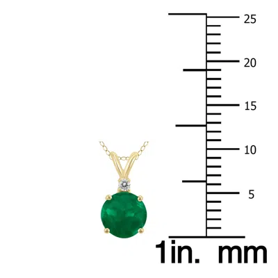 Sselects 14k 5mm Round Emerald And Diamond Pendant In Green