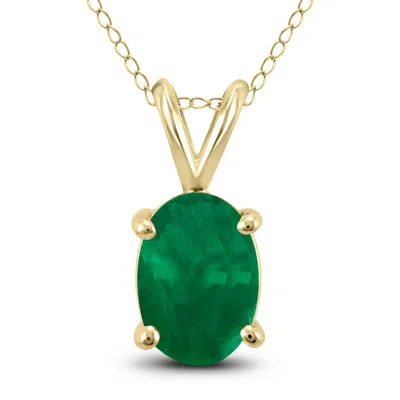 Sselects 14k 6x4mm Oval Emerald Pendant In Green