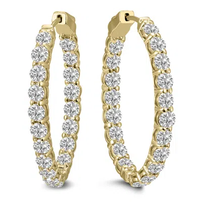 Sselects 7 Carat Tw Oval Lab Grown Diamond Hoop Earrings In 14k Yellow Gold In Silver