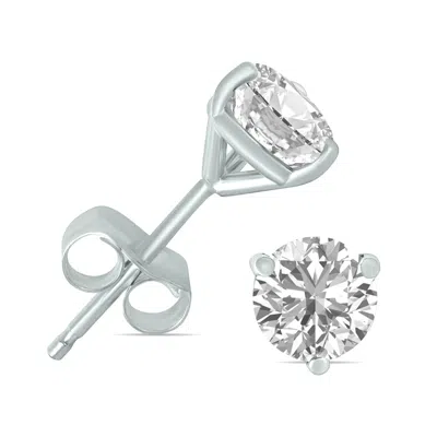 Sselects Igi Certified 1 Carat Tw Lab Grown Diamond Martini Set Round Earrings In 14k White Gold In Silver