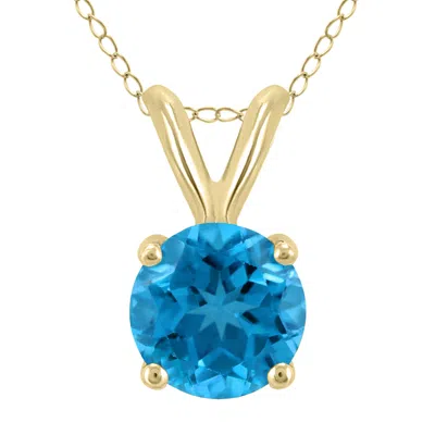 Sselects 14k 6mm Round Topaz Pendant In Blue