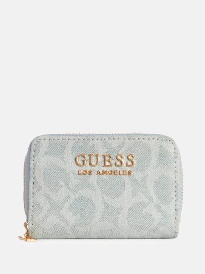 Guess Factory Rembert Denim Logo Small Card Holder In White