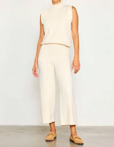 Skies Are Blue Knit Crop Pant In Ivory In White