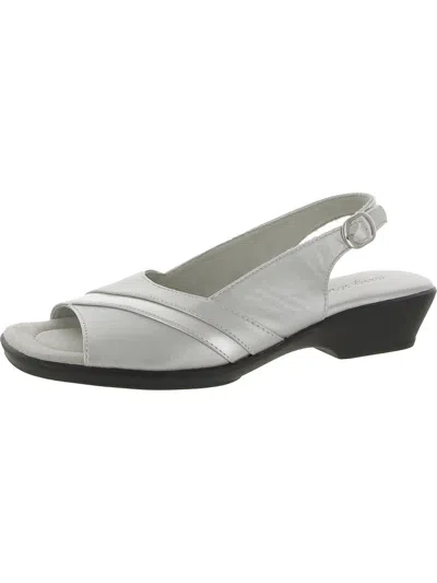 Easy Street Womens Faux Leather Open Toe Slingback Sandals In White