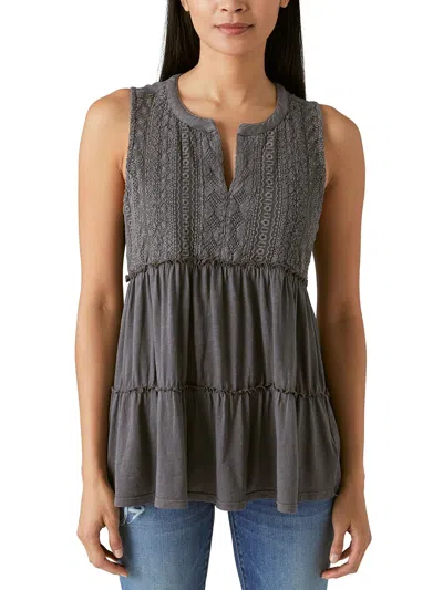 Lucky Brand Womens Tiered Sleeveless Tank Top In Grey