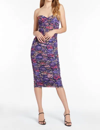 Amanda Uprichard Lopez Dress In Printed Mesh In Aracelli In Purple