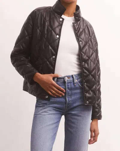 Z Supply Heritage Faux Leather Jacket In Black In Grey