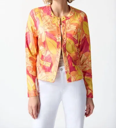 Joseph Ribkoff Floral Print Fittted Jacket In Pink Multi
