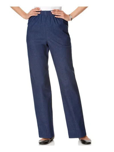 Alfred Dunner Petites Womens Stretch Pull On Casual Pants In Blue