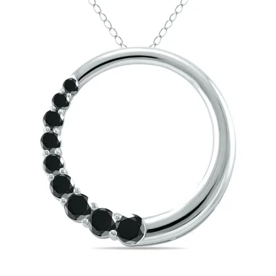 Sselects 1/2 Ctw 9 Stone Genuine Diamond Circle Pendant In 10k In Black