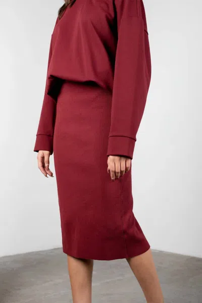 Mod Ref Tina Midi Skirt In Burgundy In Red