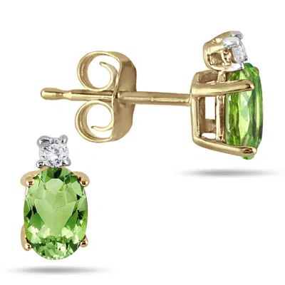 Sselects Oval Peridot Drop And Diamond Earrings In 14k In Green