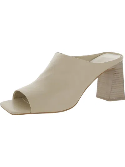 Dolce Vita Lizzo Womens Leather Open Square Toe Mule Sandals In White