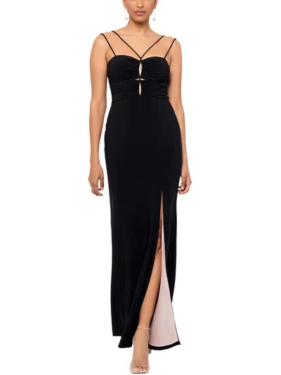 Xscape Womens Padded Bust Polyester Evening Dress In Black