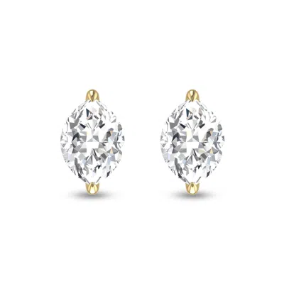 Sselects Lab Grown 1/2 Carat Marquise Solitaire Diamond Earrings In 14k Yellow Gold In Silver