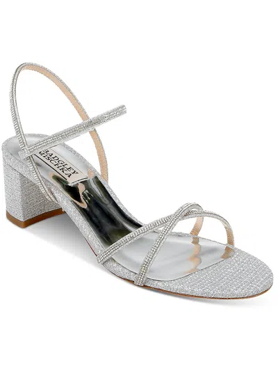 Badgley Mischka Ultima Womens Leather Embellished Strappy Sandals In Silver