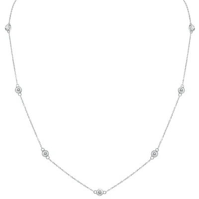 Sselects 1 1/2 Carat Tw Bezel Set Diamond Station Necklace In 14k In Silver