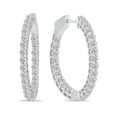 Sselects 2 Carat Tw Round Lab Grown Diamond Hoop Earrings In 14k White Gold In Silver