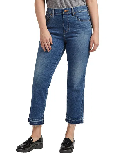 Jag Jeans Petites Valentina Womens High Rise Cropped Straight Leg Jeans In Blue