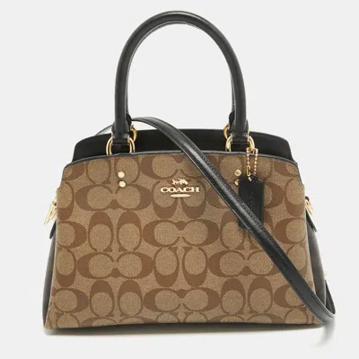 Coach Signature Coated Canvas And Leather Lillie Satchel In Beige