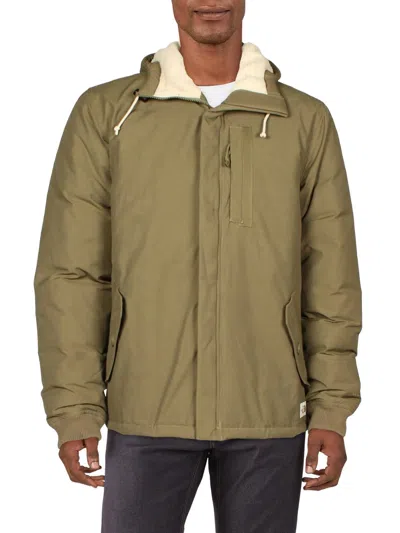 The North Face Mens Faux Fur Trim Hooded Parka Coat In Green