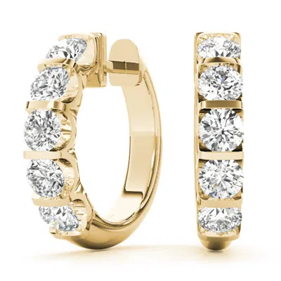 Sselects 1 Carat Tw Natural Channel Set Diamond Hoop Earrings In 14k Yellow Gold In Silver