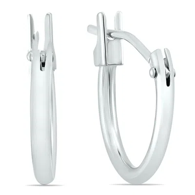 Sselects 14k White Gold 12mm Hoop Earrings 1.5mm Gauges In Silver