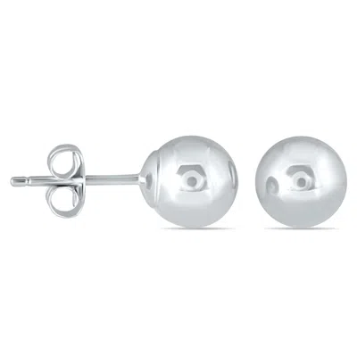 Sselects 10k White Gold 6mm Ball Stud Earrings In Silver