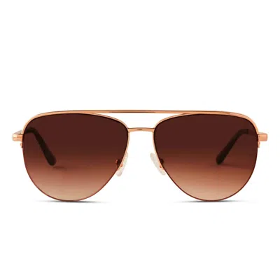 Diff Women's Tate Aviator Sunglasses In Rose Gold Terracotta