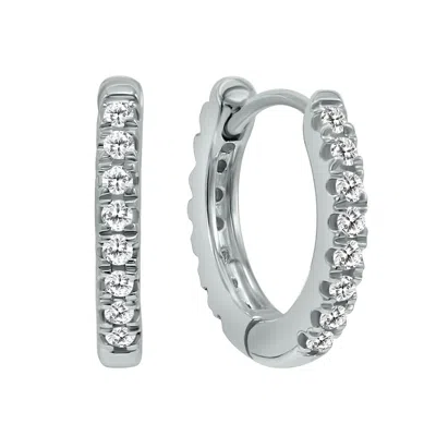 Sselects 1/4 Carat Tw Double Sided Small Diamond Hoop Huggie Earrings In 10k In Silver