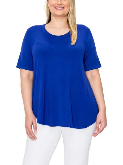 Coin 1804 Plus Womens Knit Short Sleeves T-shirt In Blue