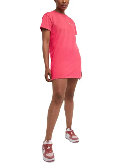 Champion Womens Mini Short Sleeve Shirtdress In Pink