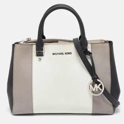 Michael Michael Kors Tricolor Leather Jet Set Double Zip Tote In White