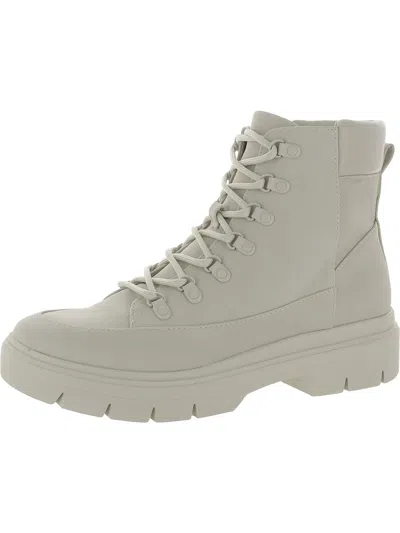 Dr. Scholl's Shoes Canyon Womens Faux Suede Lug Sole Combat & Lace-up Boots In White