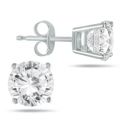 Sselects 1/2 Carat Tw Round Diamond Solitaire Earrings In 14k In Silver