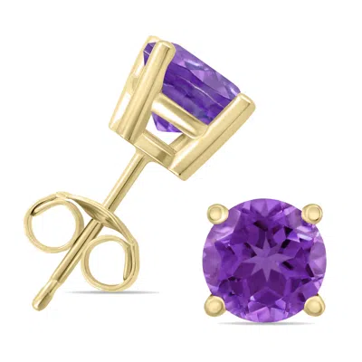 Sselects 14k 5mm Round Amethyst Earrings In Purple