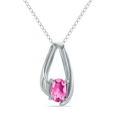 Sselects Pink Topaz Loop Pendant Necklace In 10k