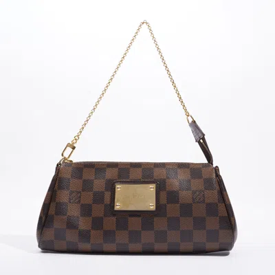 Pre-owned Louis Vuitton Eva Clutch Damier Ebene Coated Canvas In Brown