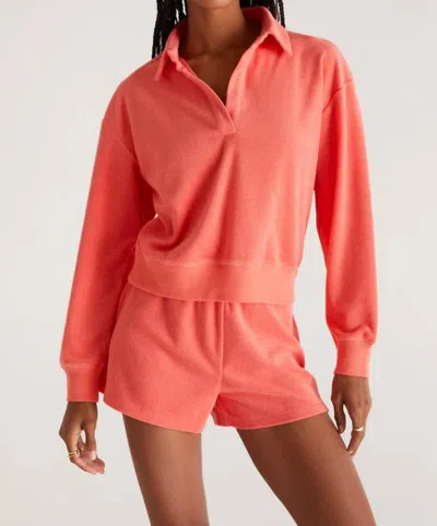 Z Supply Breanna Sweatshirt In Papapya Glow In Pink