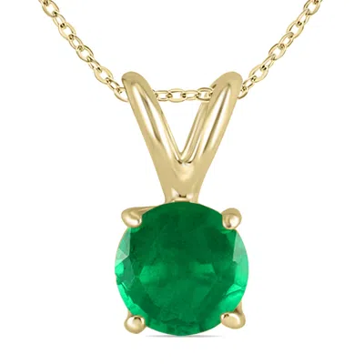 Sselects 4mm Round Emerald Pendant In 14k In Green