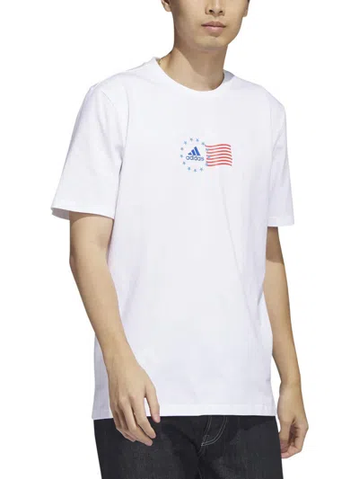 Adidas Originals Mens Logo Cotton Graphic T-shirt In White
