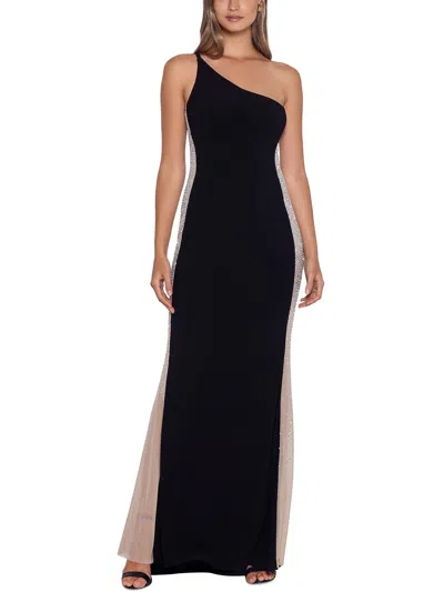 Xscape Petites Womens Embellished Polyester Evening Dress In Black