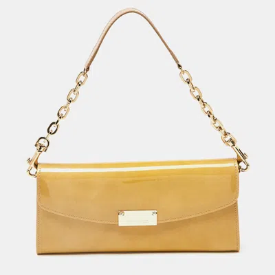 Jimmy Choo Patent Leather Riane Chain Clutch In Yellow