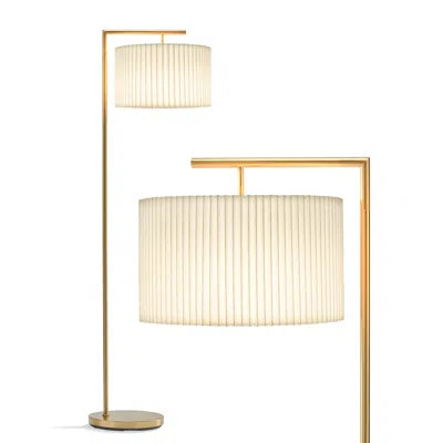 Brightech Montage Modern Led Floor Lamp - Pleated Shade In Brass In Gold